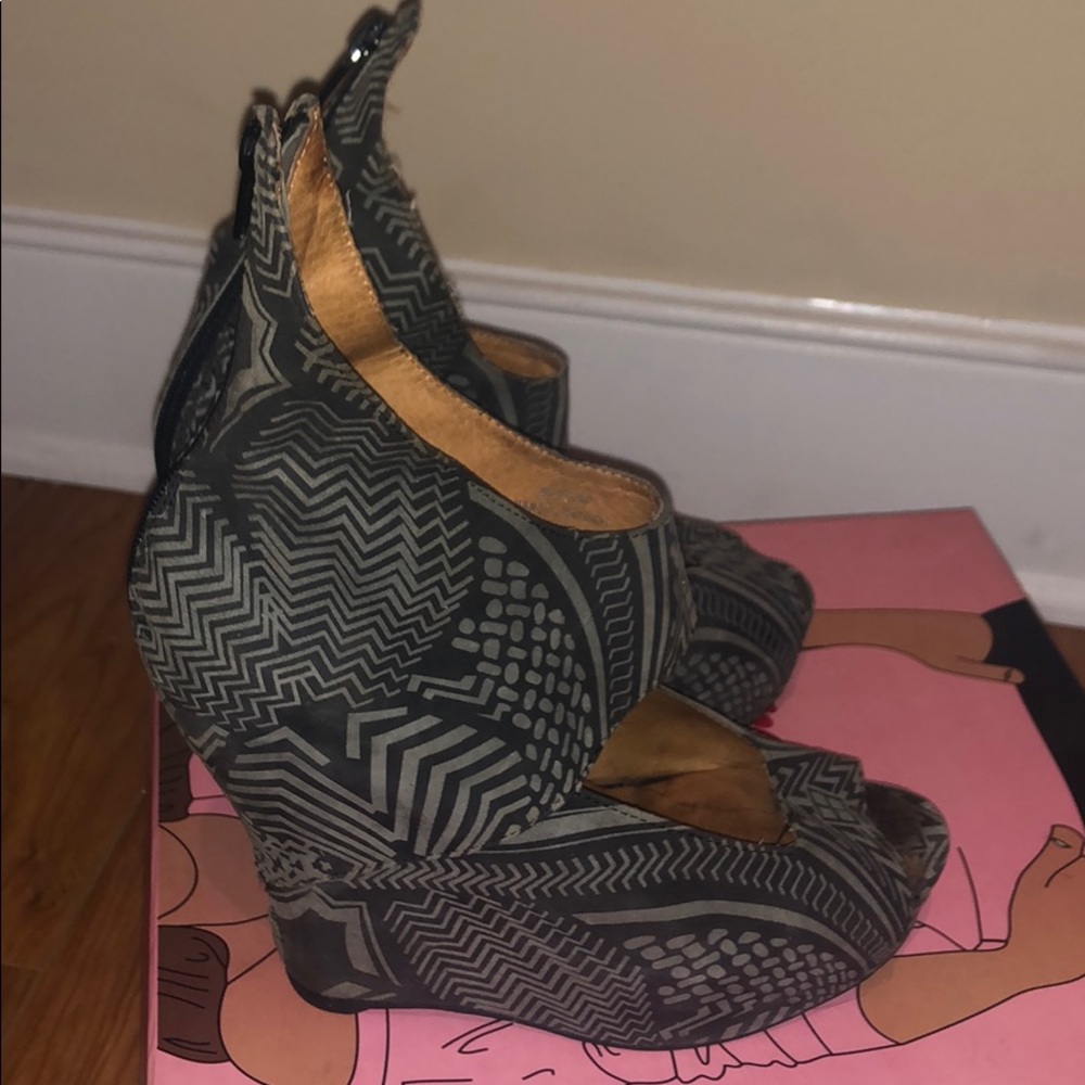 Jeffrey Campbell cut out tribal wedge heels